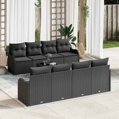 Gartensofa-set 9 stk. 6-Sitzer Schwarz Poly-Rattan