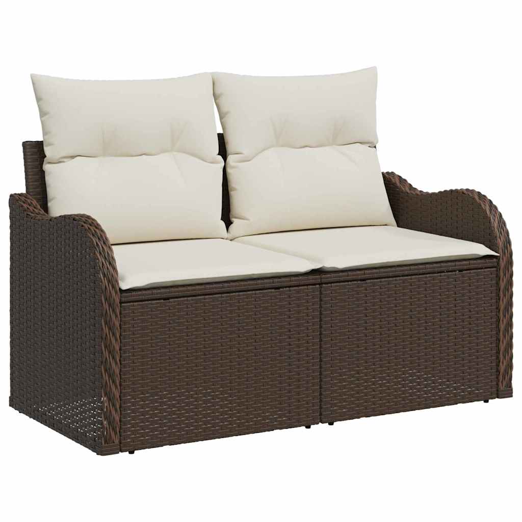 Gartensofa-set mit Kissen mit Speicher 4 pcs Braun Poly-Rattan