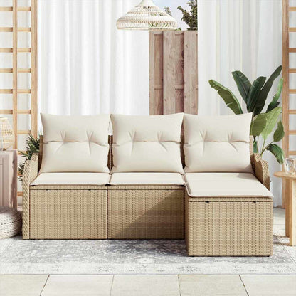 Gartensofa-set 4 stk. Beige Poly-Rattan