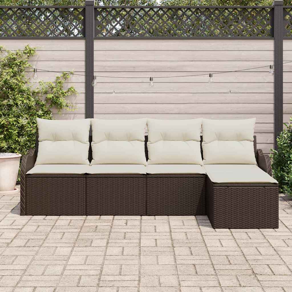 Gartensofa-set 5 pcs Braun Poly-Rattan