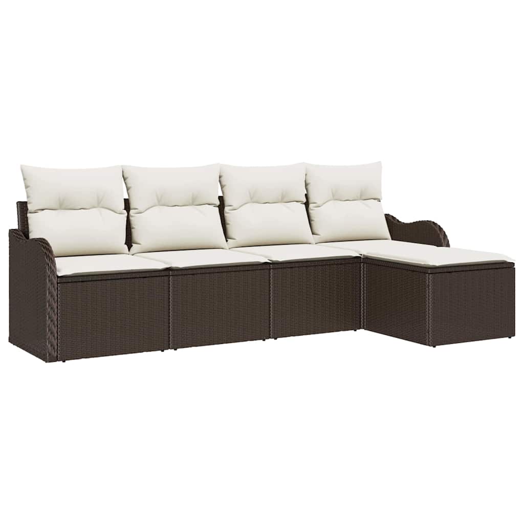 Gartensofa-set 5 pcs Braun Poly-Rattan