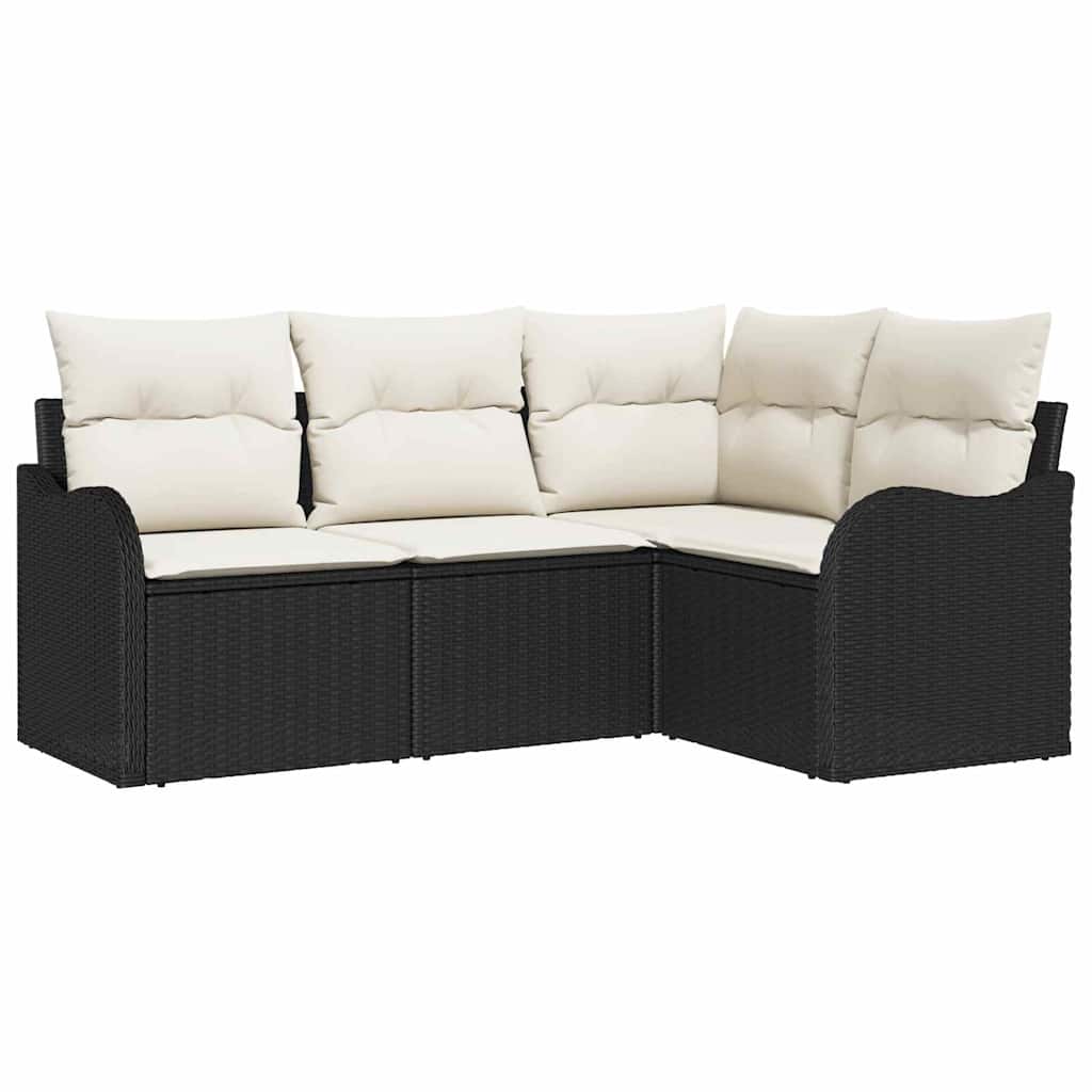 Gartensofa-set 4 stk. Schwarz Poly-Rattan