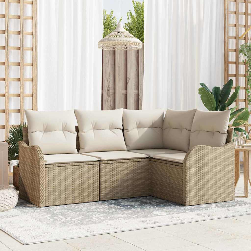 Gartensofa-set 4 stk. Beige Poly-Rattan