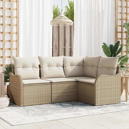 Gartensofa-set 4 stk. Beige Poly-Rattan