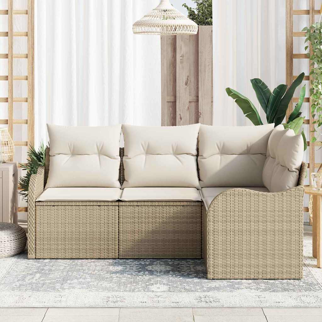 Gartensofa-set 4 stk. Beige Poly-Rattan