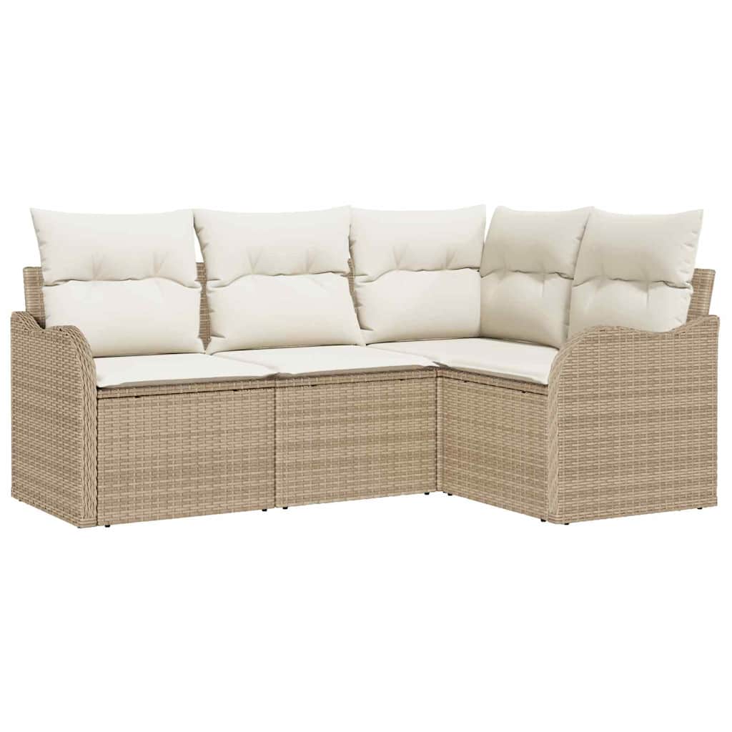 Gartensofa-set 4 stk. Beige Poly-Rattan