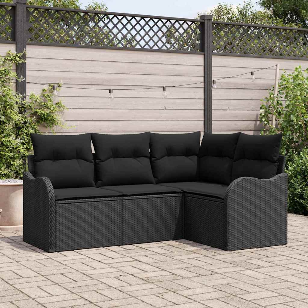 Gartensofa-set Schwarz Poly-Rattan