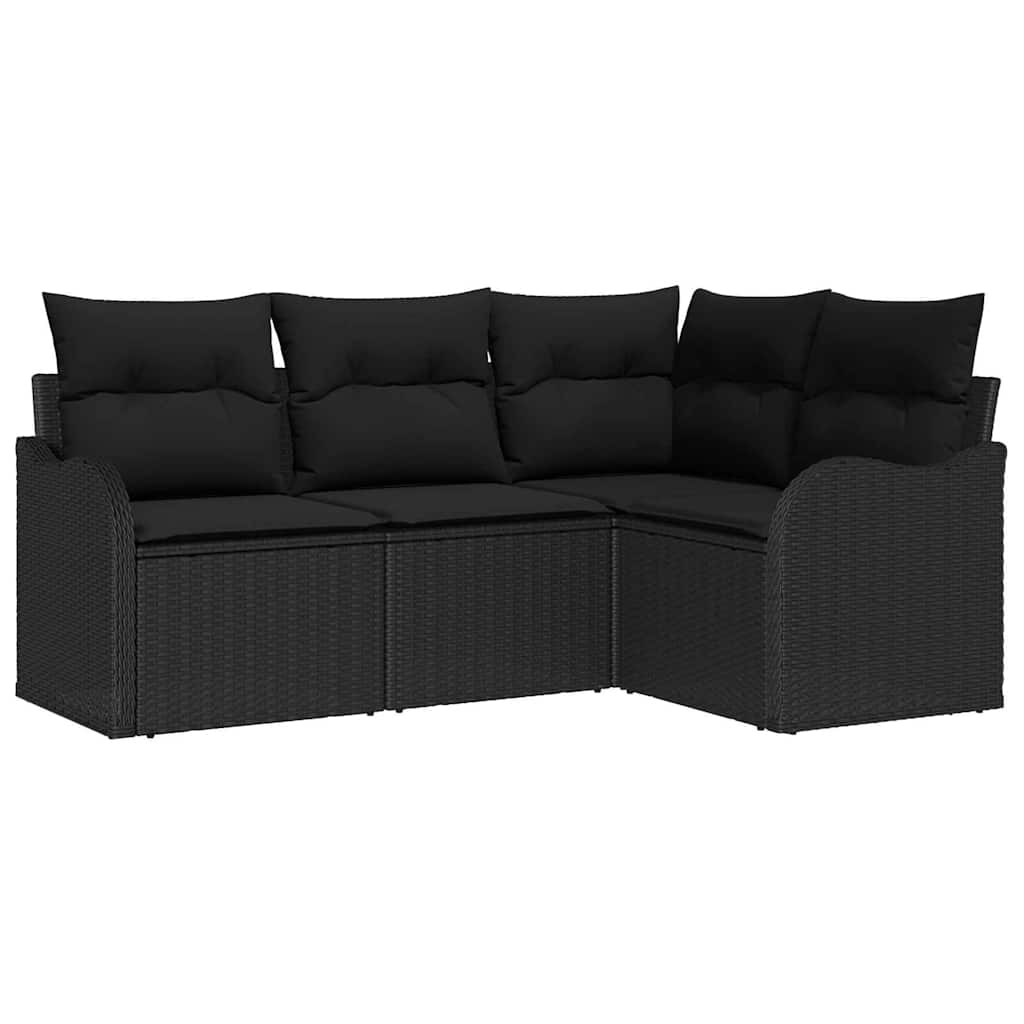 Gartensofa-set Schwarz Poly-Rattan