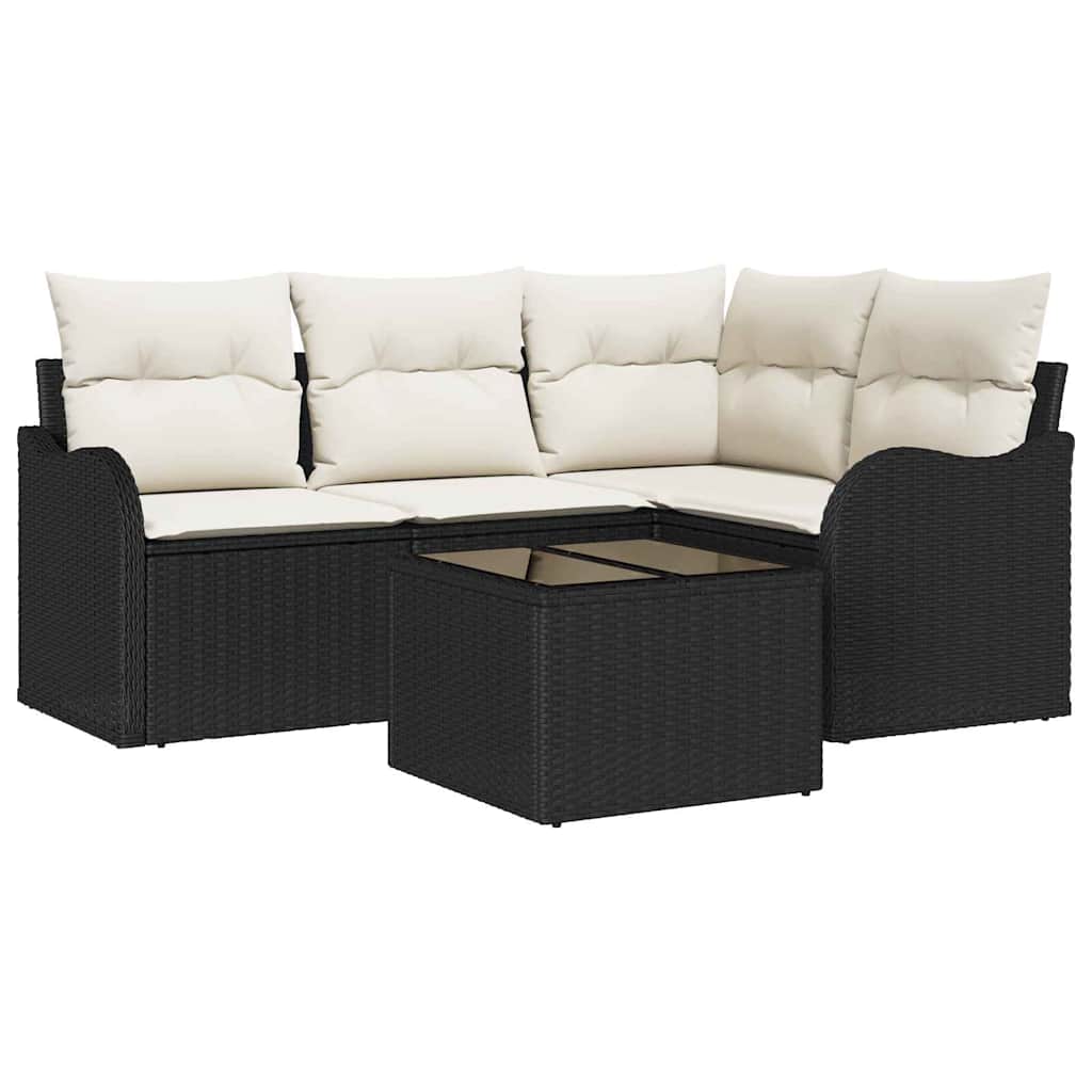 Gartensofa-set 5 stk. Schwarz Poly-Rattan