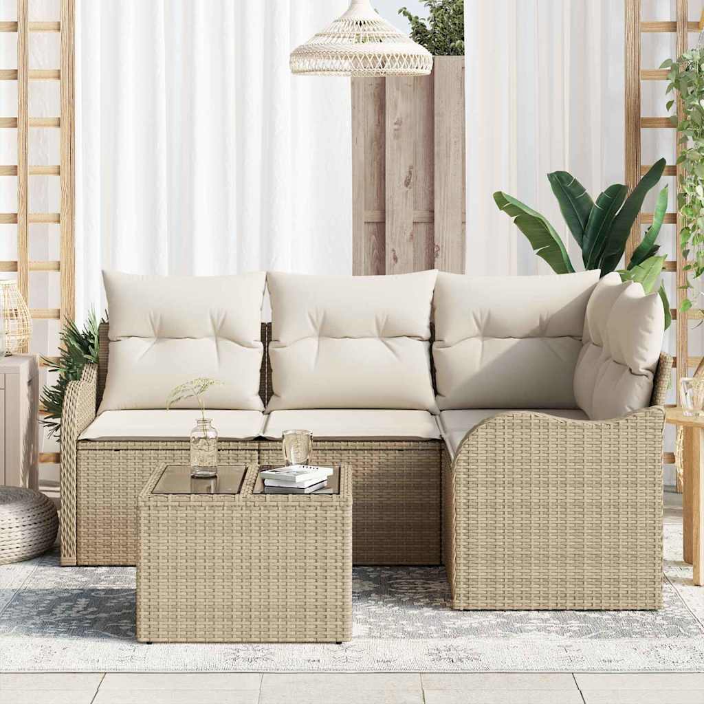 Gartensofa-set 5 stk. Beige Poly-Rattan