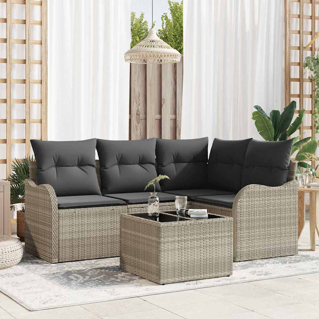 Gartensofa-set Hellgrau Poly-Rattan