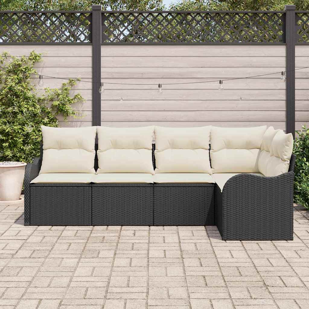 Gartensofa-set 5 Stk. Schwarz Poly-Rattan