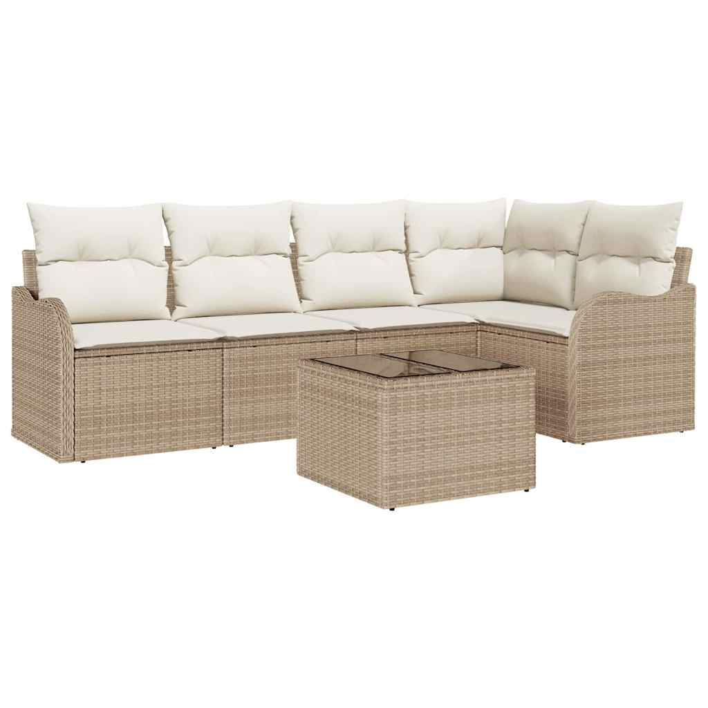 Gartensofa-set 6 stk. Beige Poly-Rattan