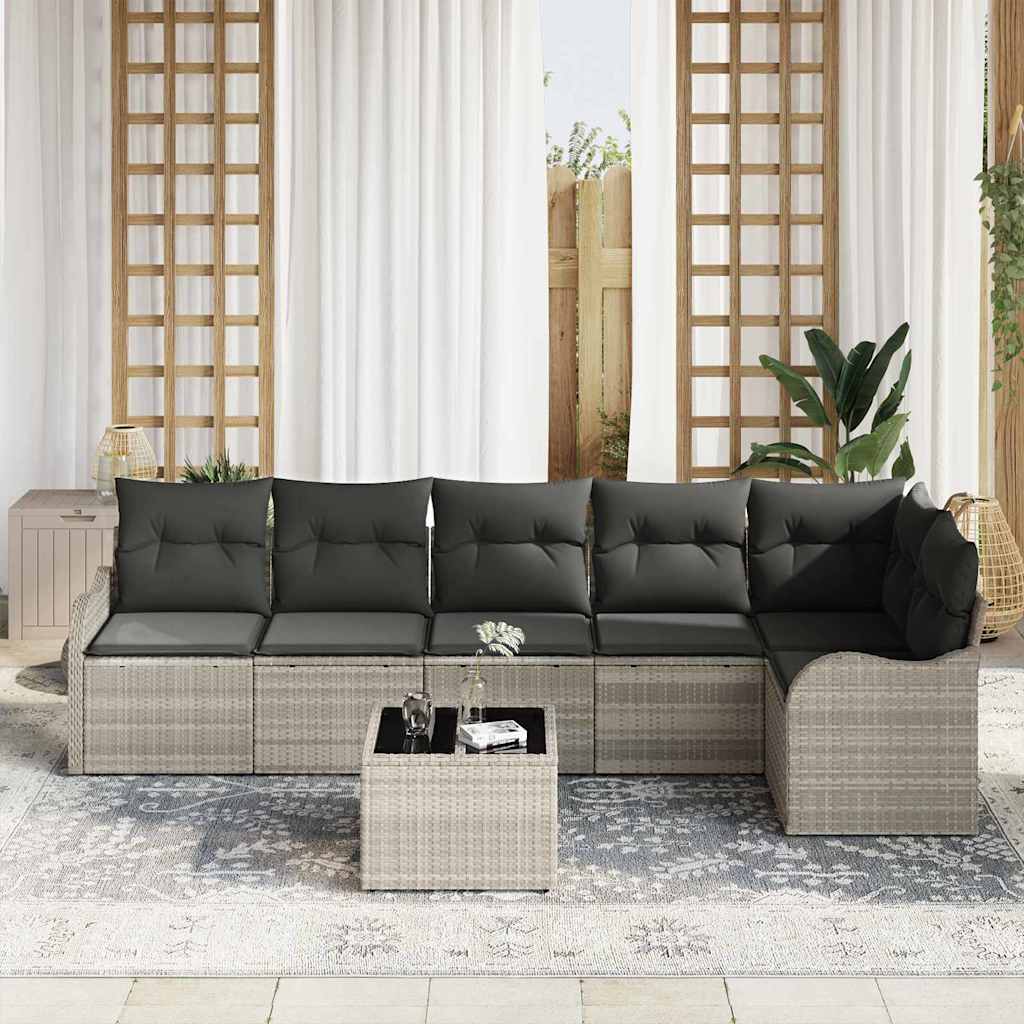 Gartensofa-set Hellgrau Poly-Rattan