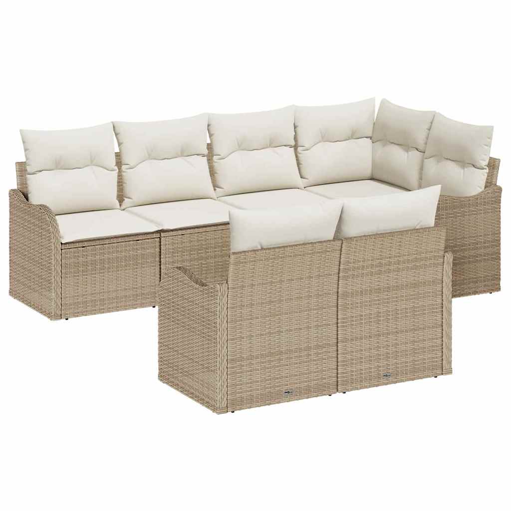 Gartensofa-set 7 Stk. Beige Poly-Rattan