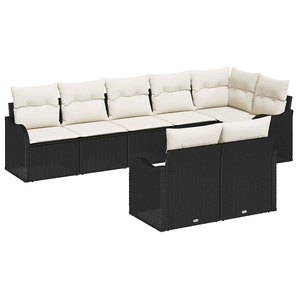 Gartensofa-set 8 pcs Schwarz Poly-Rattan