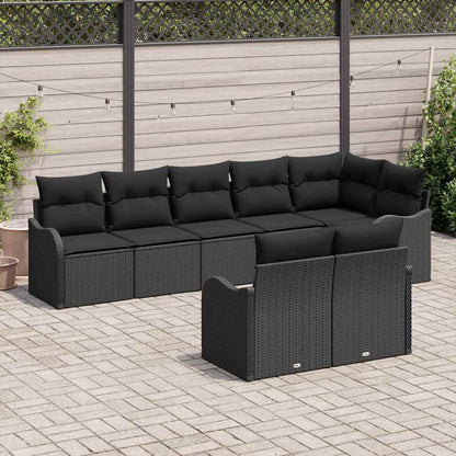 Gartensofa-set 8 stk. Schwarz Poly-Rattan