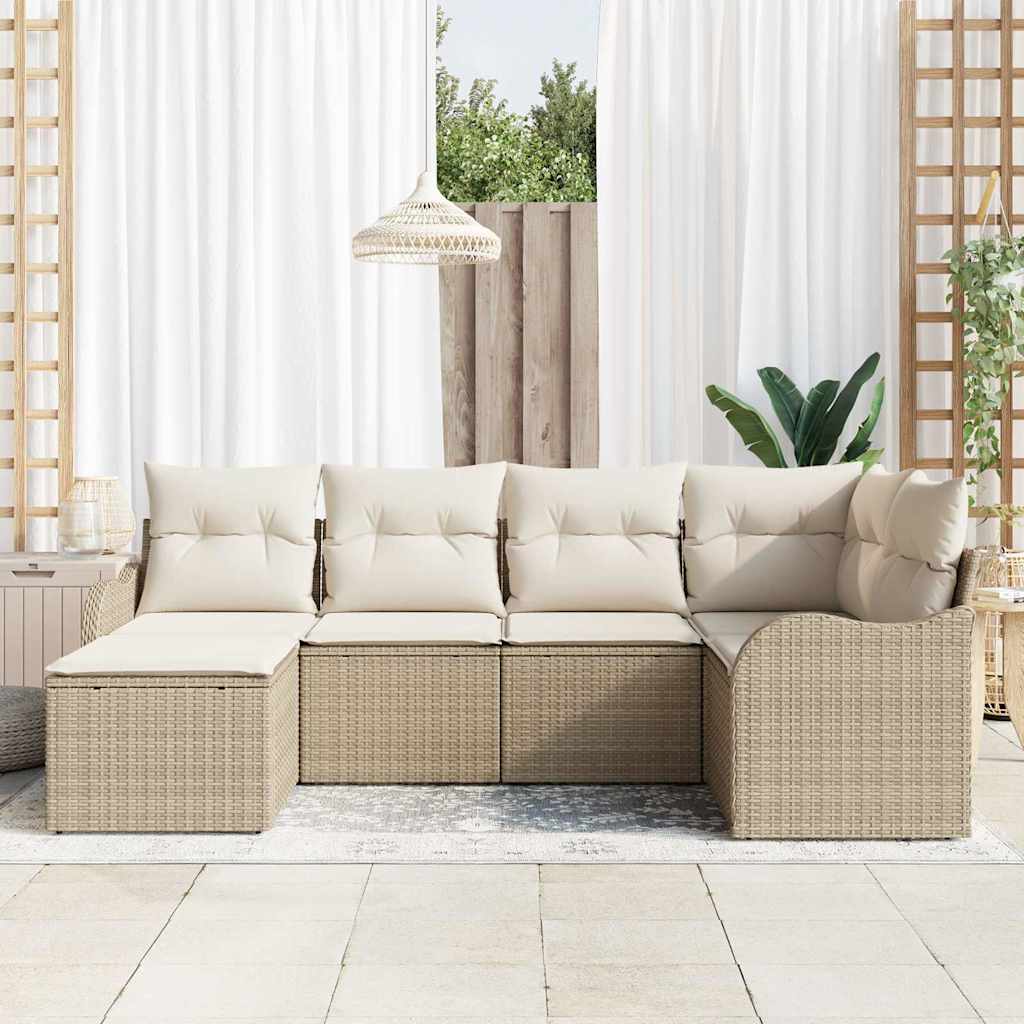 Gartensofa-set 6 stk. Beige Poly-Rattan