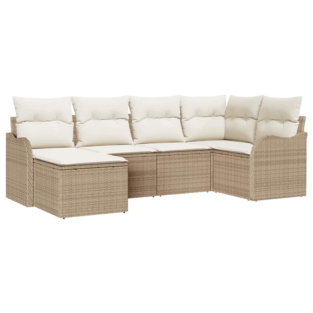 Gartensofa-set 6 stk. Beige Poly-Rattan