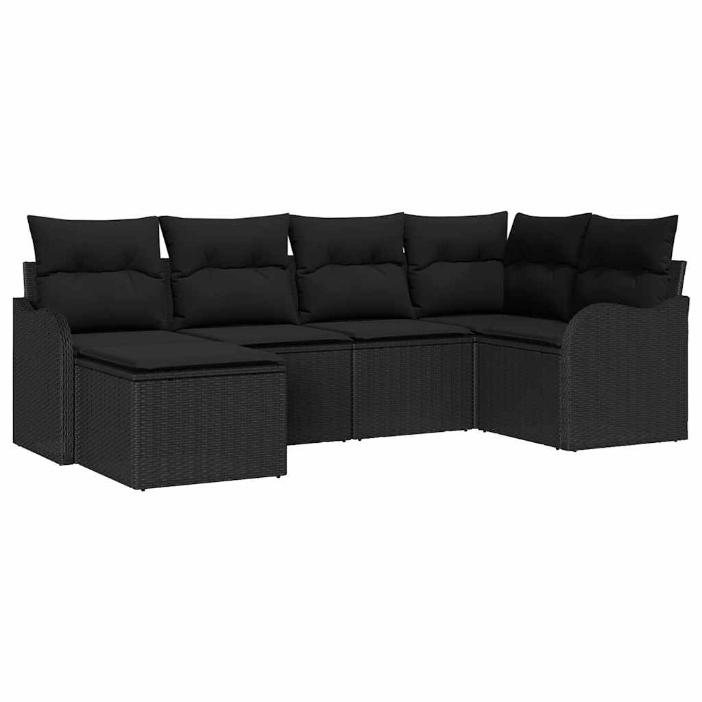 Gartensofa-set 6 stk. Schwarz Poly-Rattan