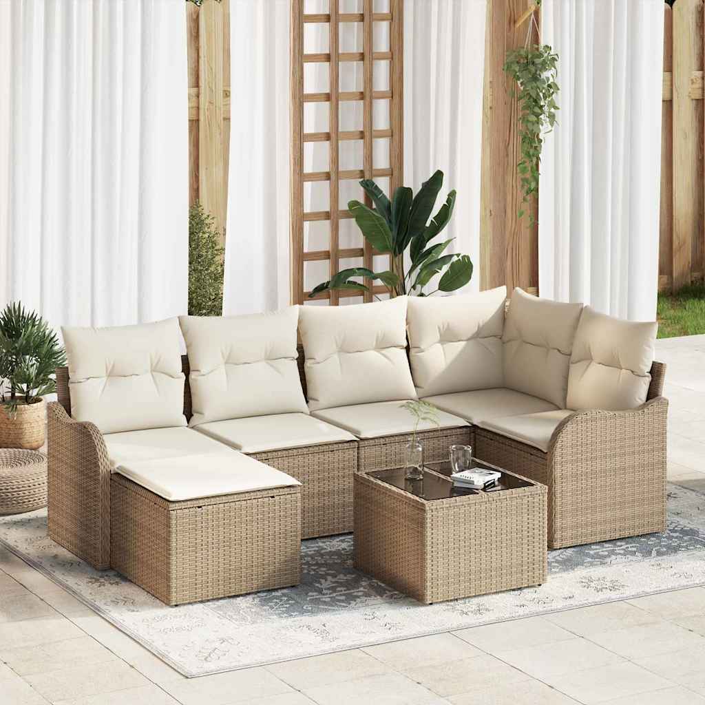 Gartensofa-set Beige Poly-Rattan