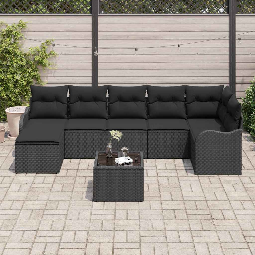 Gartensofa-set Schwarz Poly-Rattan