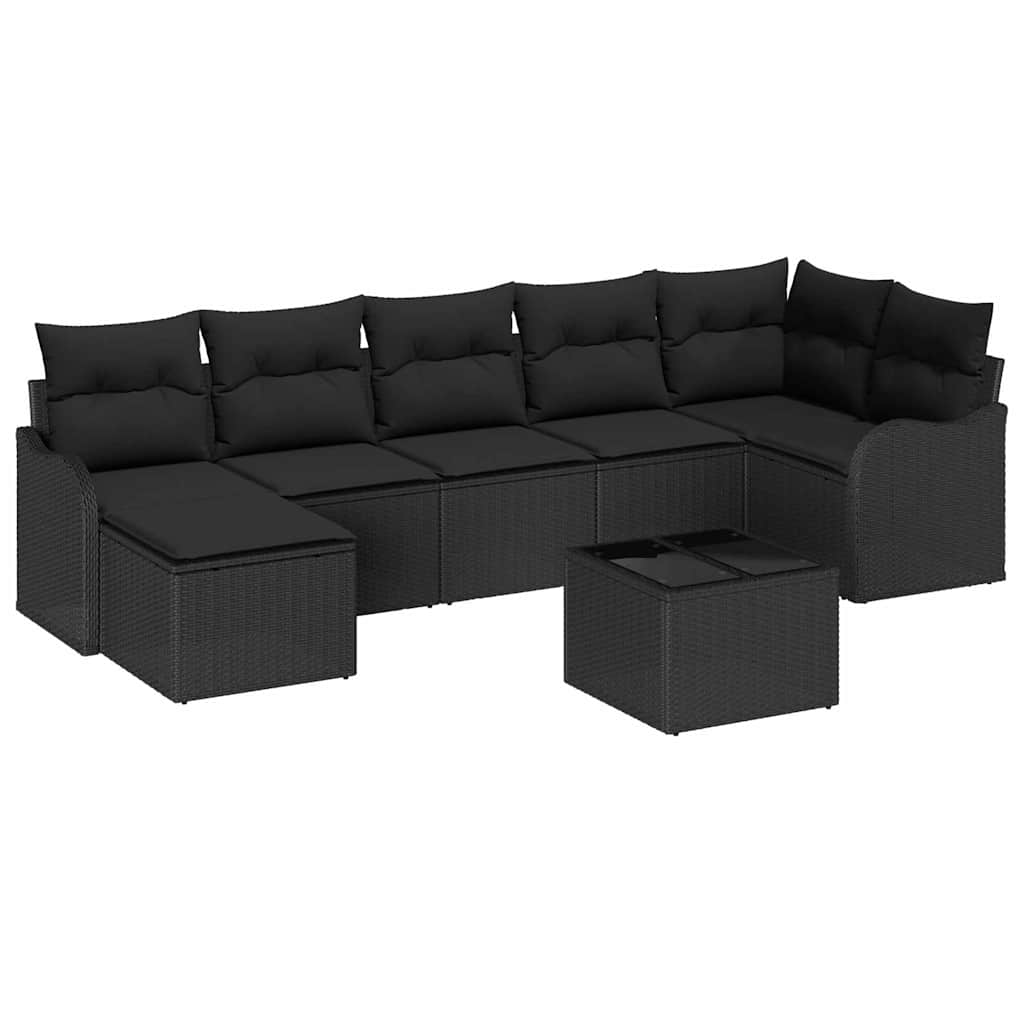 Gartensofa-set Schwarz Poly-Rattan