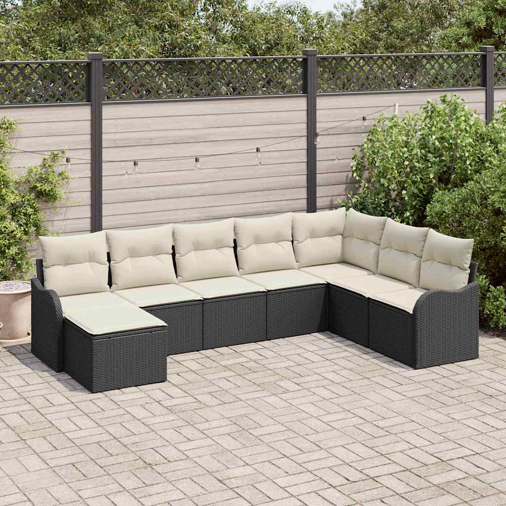 Gartensofa-set 8 Stk. Schwarz Poly-Rattan