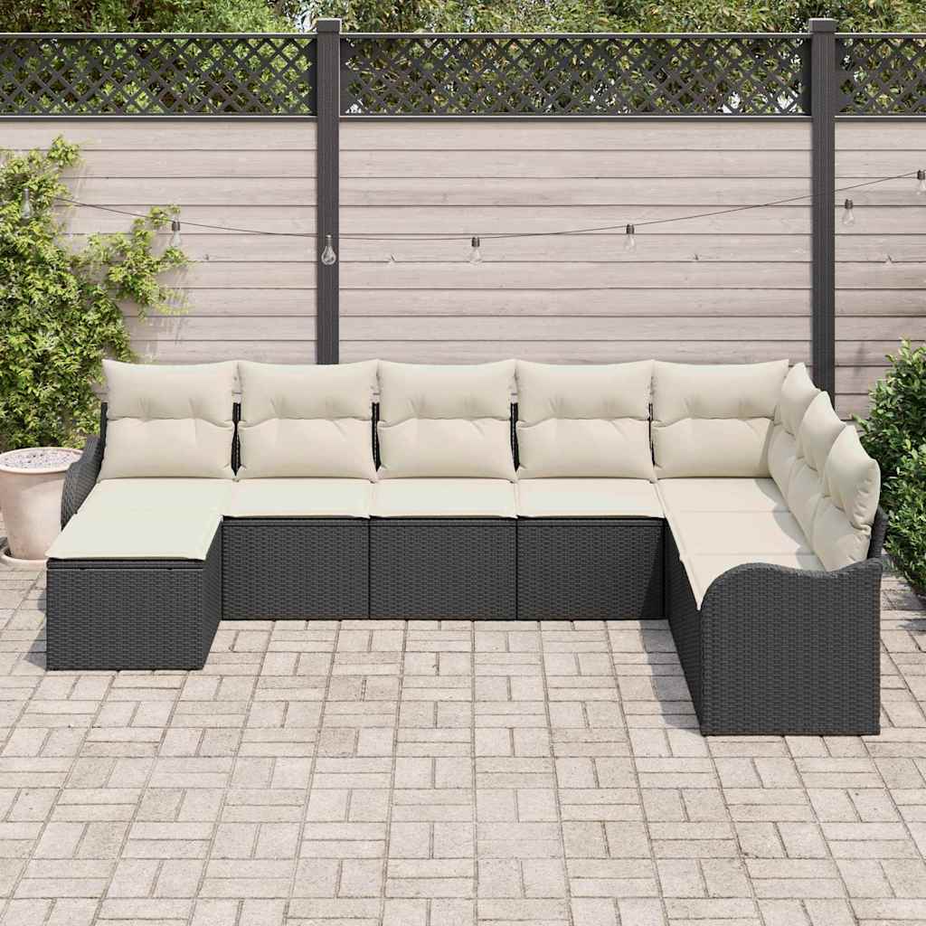 Gartensofa-set 8 Stk. Schwarz Poly-Rattan