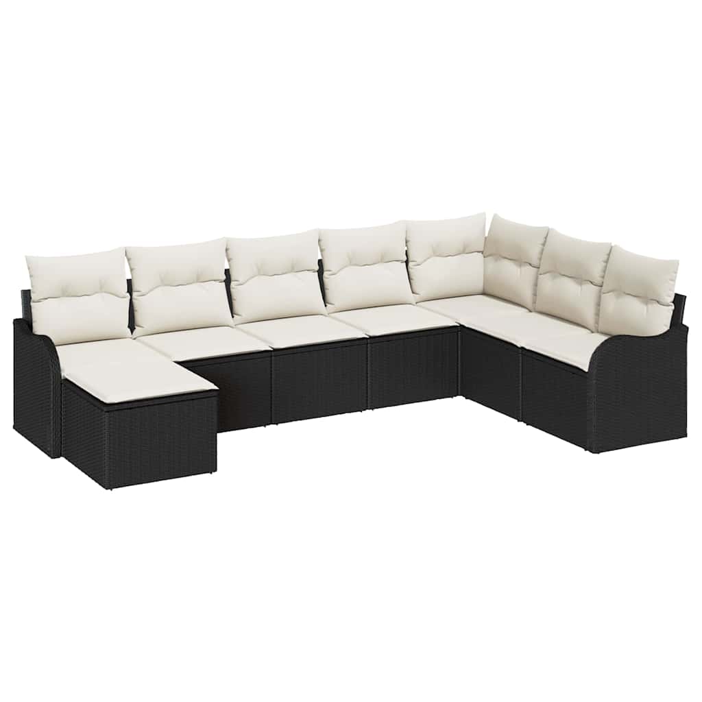 Gartensofa-set 8 Stk. Schwarz Poly-Rattan