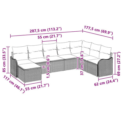 Gartensofa-set 8 stk. Schwarz Poly-Rattan