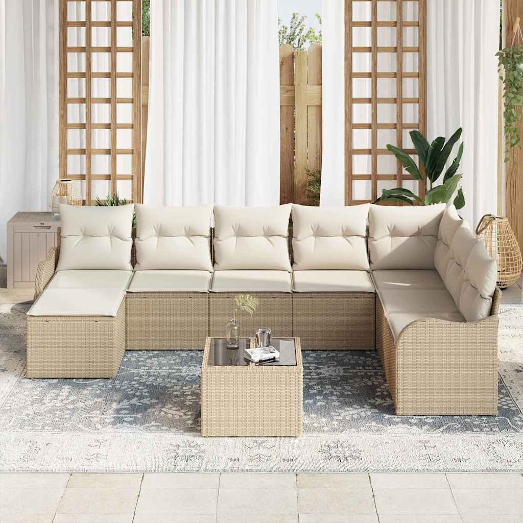 Gartensofa-set Beige Poly-Rattan