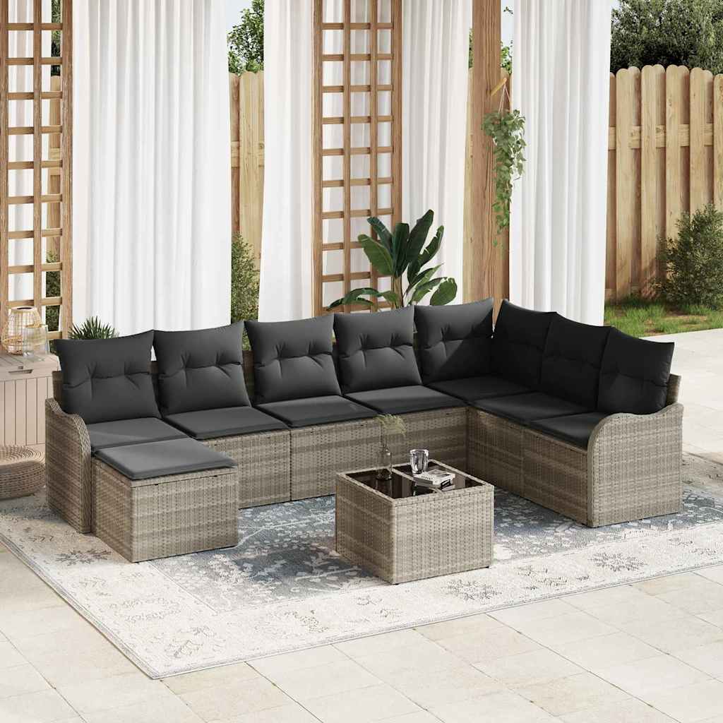 Gartensofa-set Hellgrau Poly-Rattan