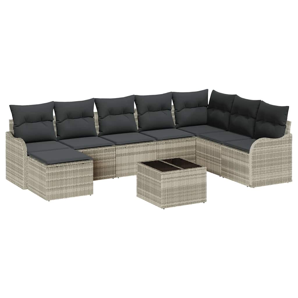 Gartensofa-set Hellgrau Poly-Rattan