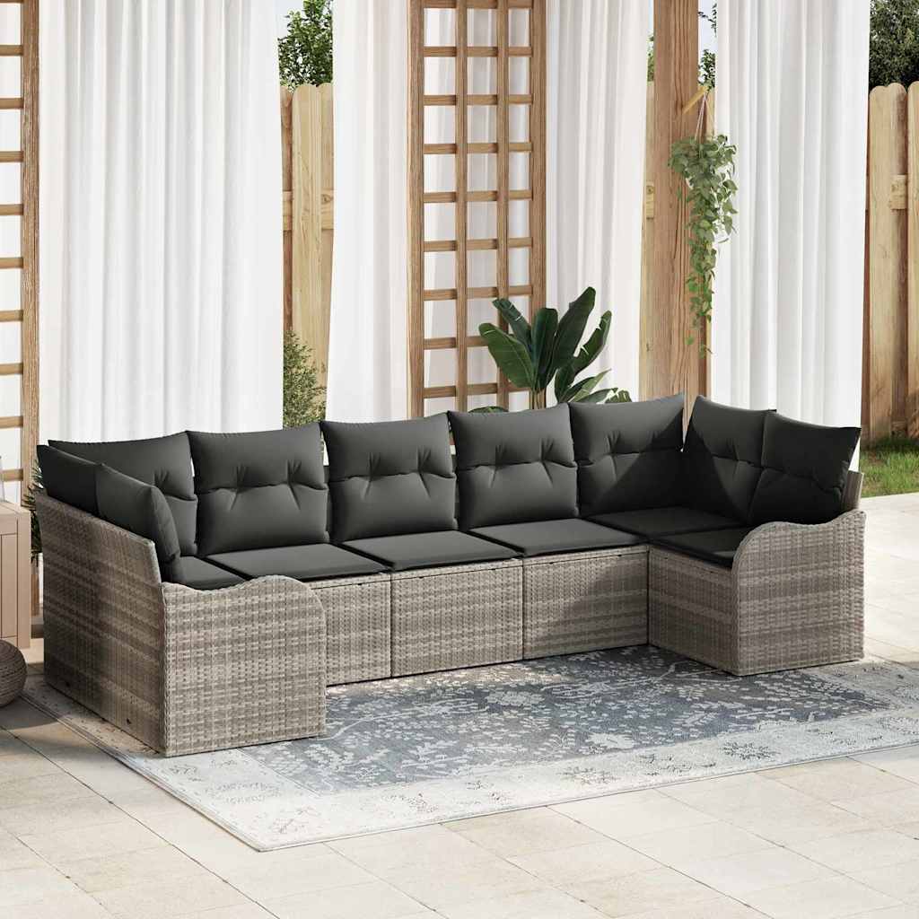 Gartensofa-set Hellgrau Poly-Rattan