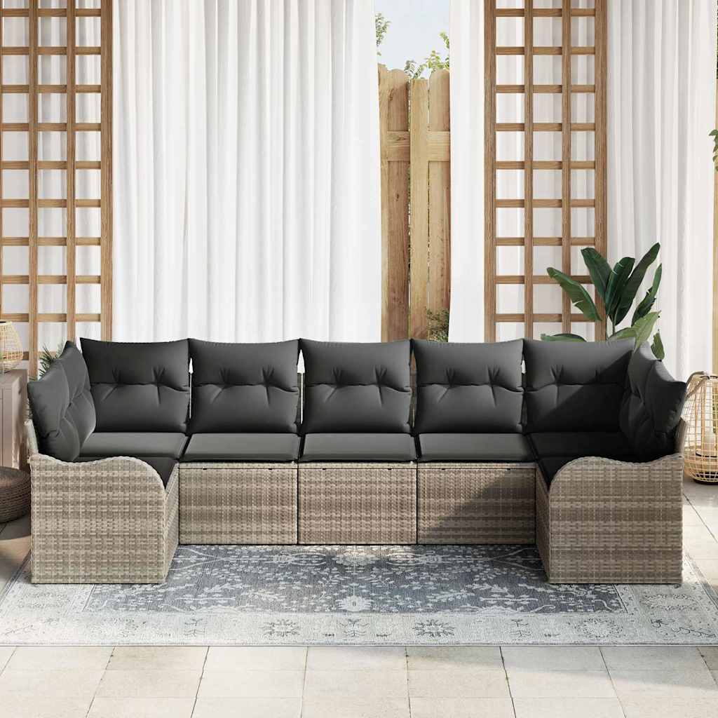 Gartensofa-set Hellgrau Poly-Rattan