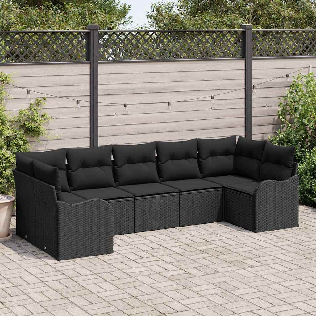 Gartensofa-set Schwarz Poly-Rattan