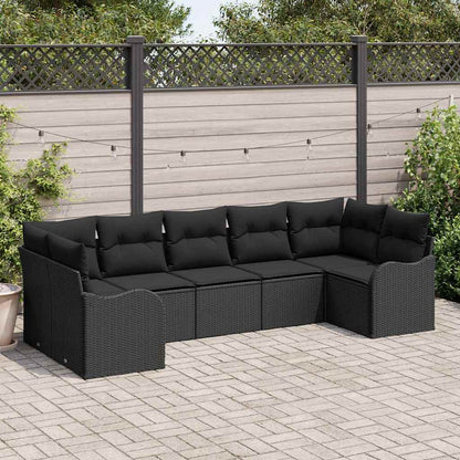 Gartensofa-set Schwarz Poly-Rattan