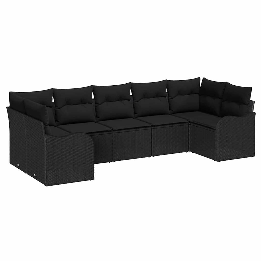 Gartensofa-set Schwarz Poly-Rattan