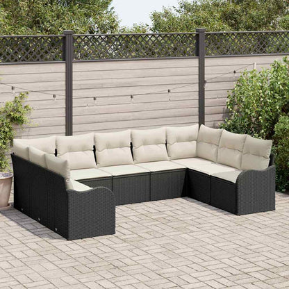 Gartensofa-set 9 stk. Schwarz Poly-Rattan