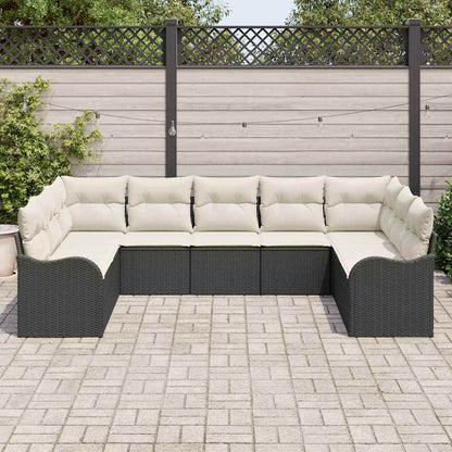 Gartensofa-set 9 stk. Schwarz Poly-Rattan