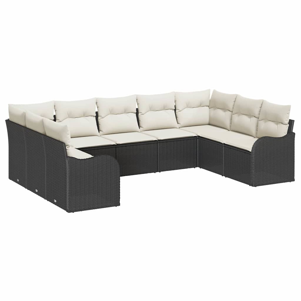 Gartensofa-set 9 stk. Schwarz Poly-Rattan