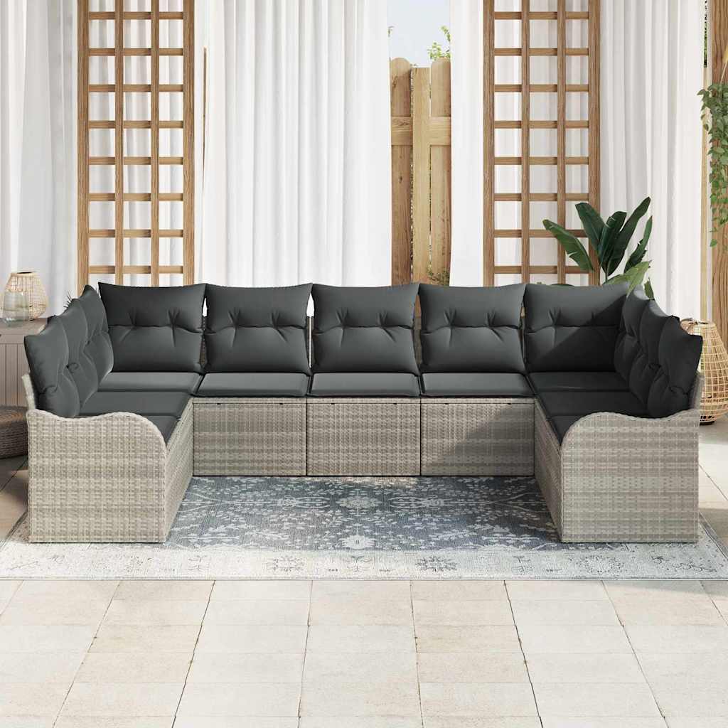 Gartensofa-set Hellgrau Poly-Rattan