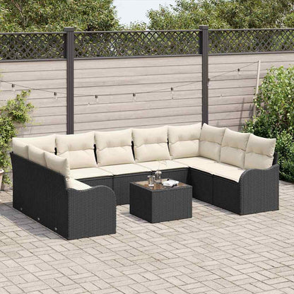 Gartensofa-set 10 stk. Schwarz Poly-Rattan