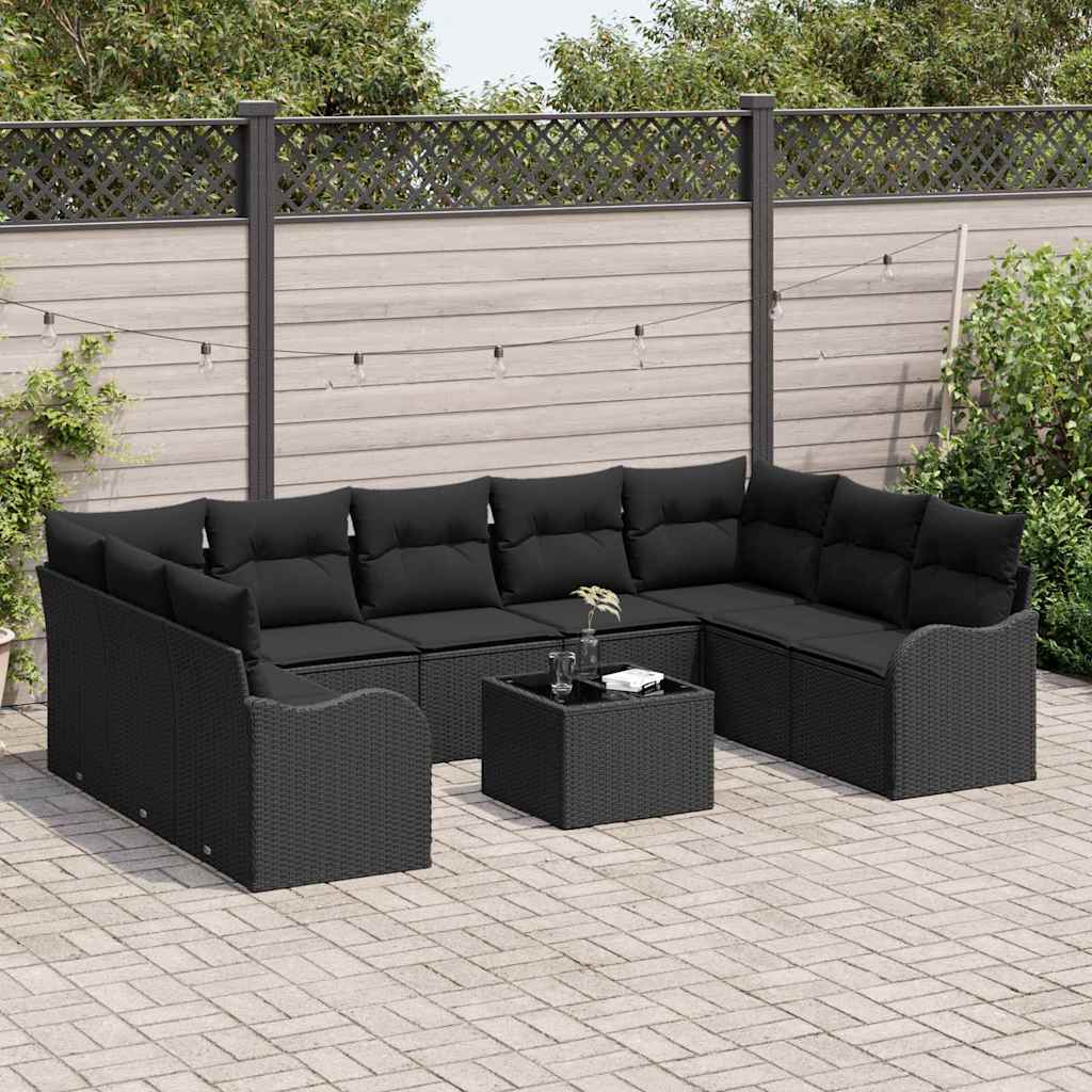 Gartensofa-set Schwarz Poly-Rattan