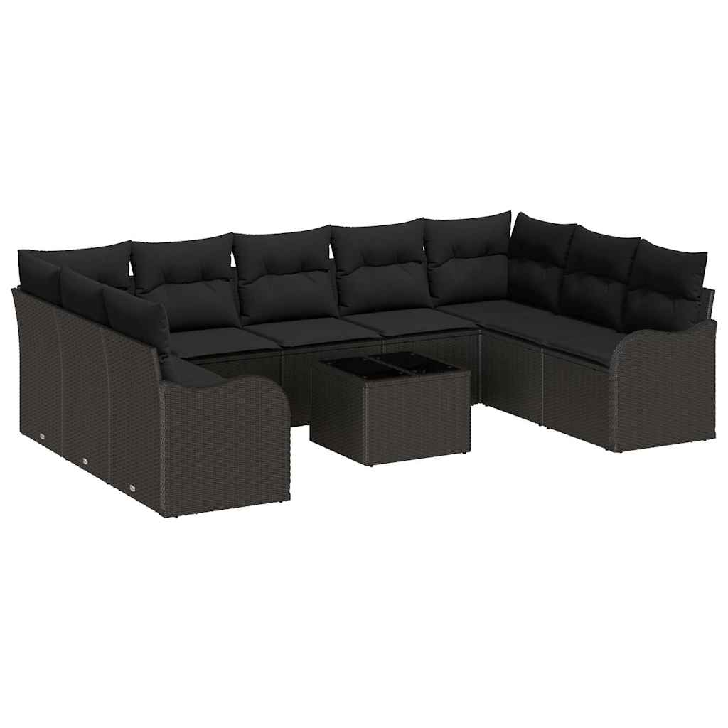 Gartensofa-set Schwarz Poly-Rattan