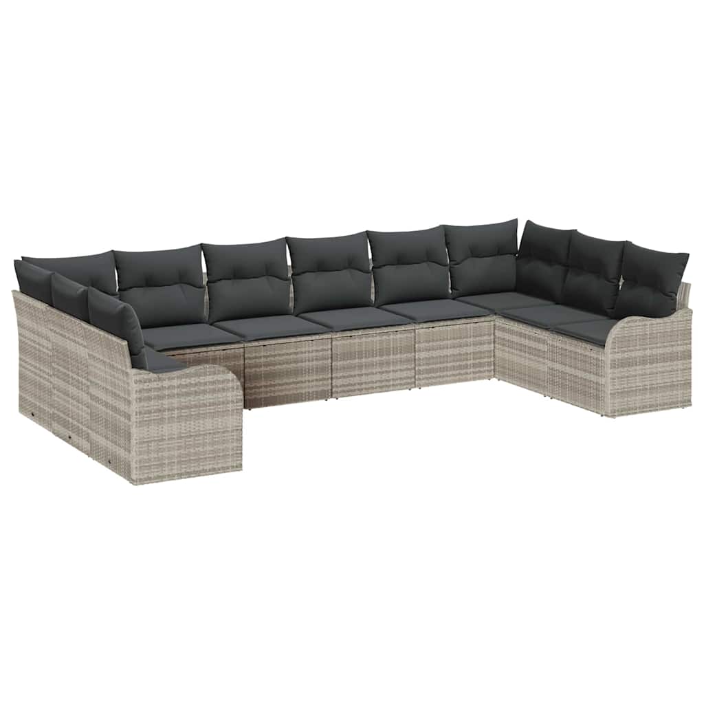 Gartensofa-set 10 pcs Hellgrau Poly-Rattan
