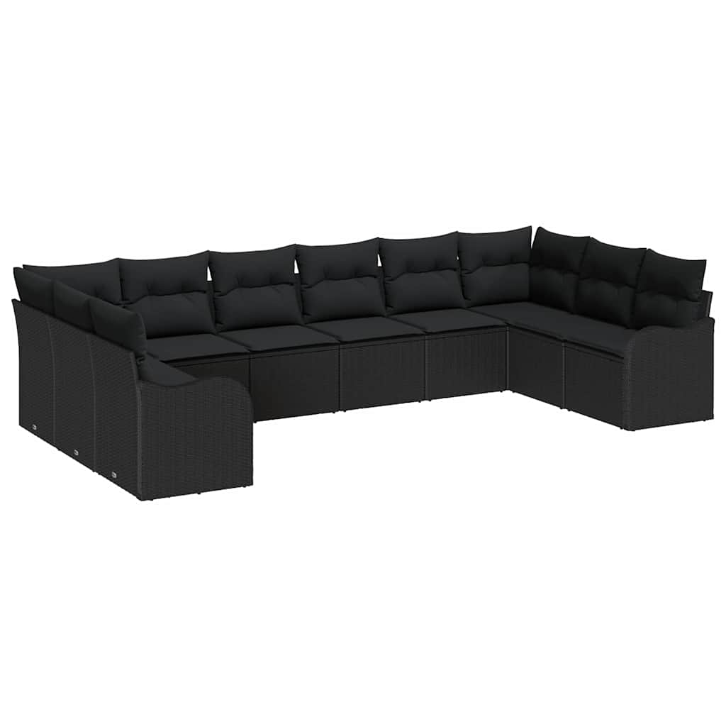 Gartensofa-set 10 stk. Schwarz Poly-Rattan