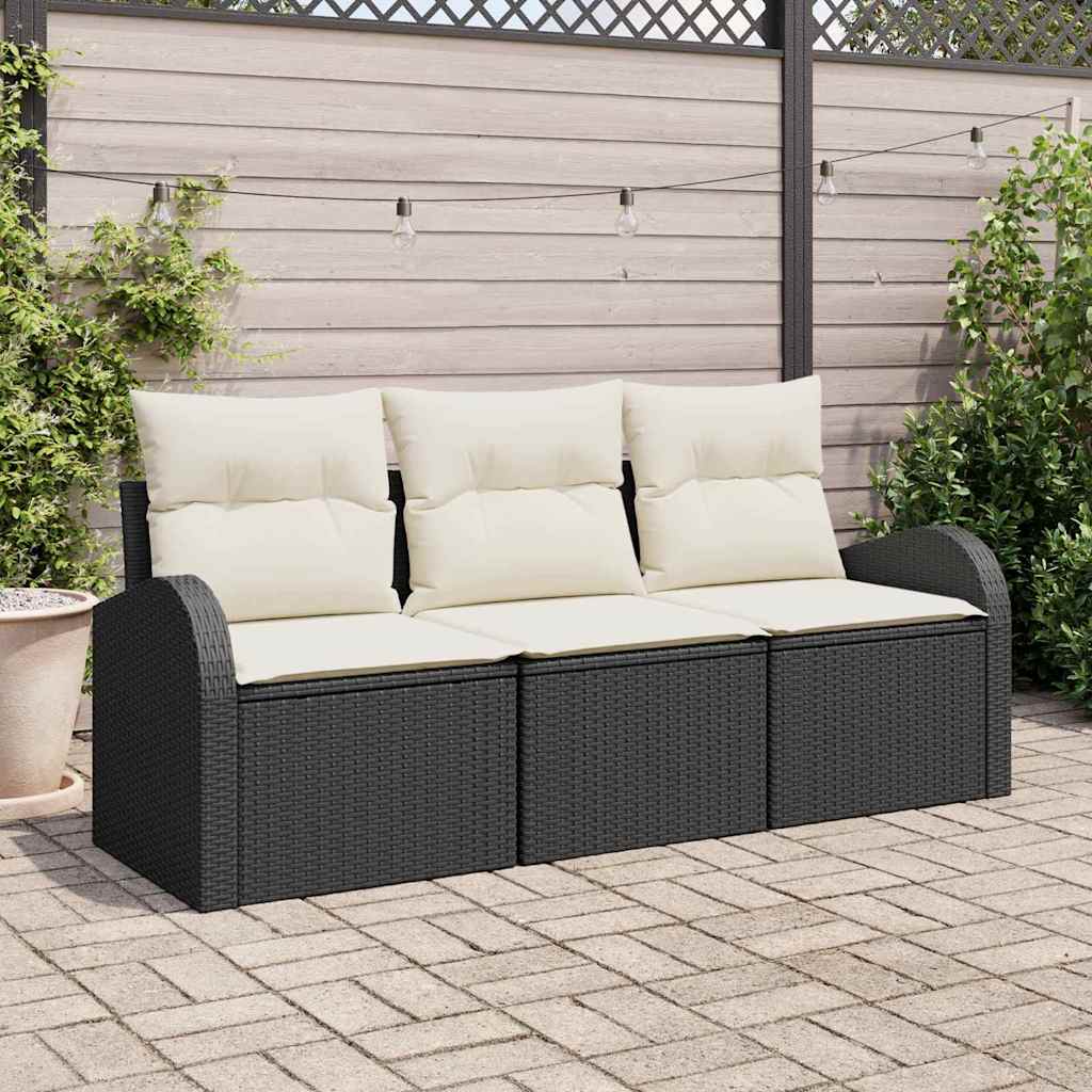 Gartensofa-set Schwarz Poly-Rattan