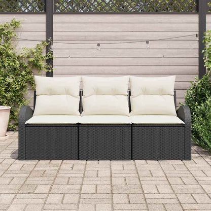 Gartensofa-set Schwarz Poly-Rattan
